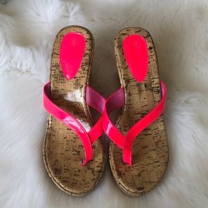 Hot pink wedge sandal heels